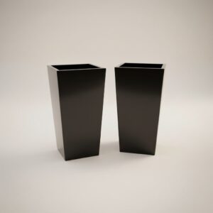 Pair of Fibreglass Tall Black Planters